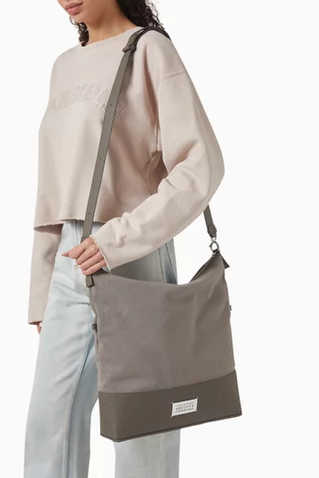 Medium 5AC Hobo Bag in Cotton & Calf Leather