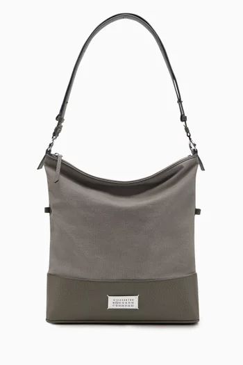Medium 5AC Hobo Bag in Cotton & Calf Leather