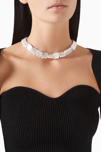 Square Pearl Necklace in 24kt Gold-plated Brass