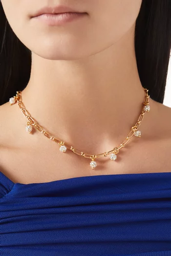 Crystal Charm Necklace in 24kt Gold-plated Brass