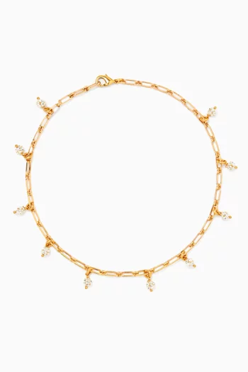 Crystal Charm Necklace in 24kt Gold-plated Brass