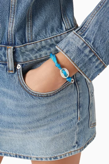Charm Cord Bracelet in 925 Sterling Silver