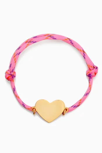 Heart Charm Cord Bracelet in 24kt Gold-plated Brass