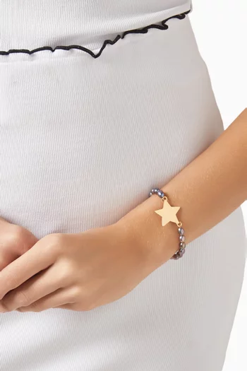 Star Charm Pearl Bracelet in 24kt Gold-plated Brass