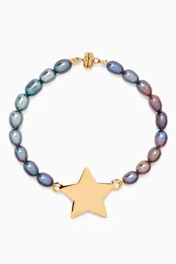 Star Charm Pearl Bracelet in 24kt Gold-plated Brass