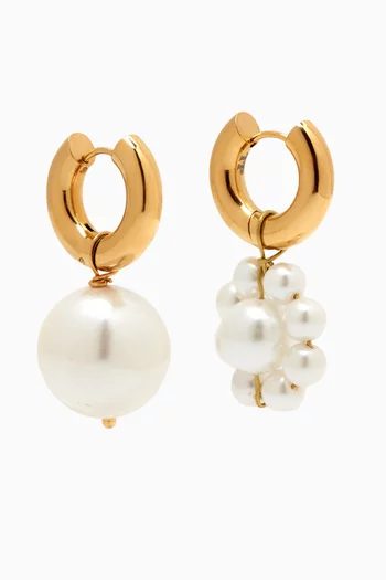 Mix & Match Pearl Charm Earrings in 24kt Gold-plated Brass