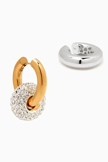 Crystal Earring & Cuff Set in 24kt Gold-plated Brass