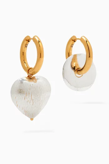 Donut Heart Charm Earrings in 24kt Gold-plated Brass & Silver