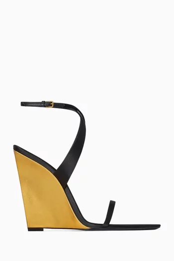 Salomé 110 Wedges in Satin Crepe & Metallic Leather