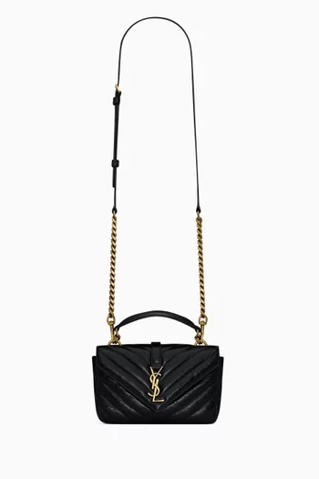 Mini College Chain Quilted Shoulder Bag in Leather