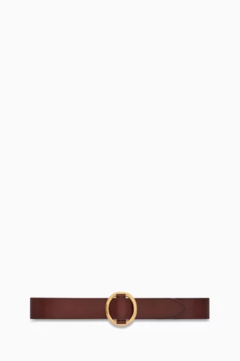 Oval Buckle Belt in Leather