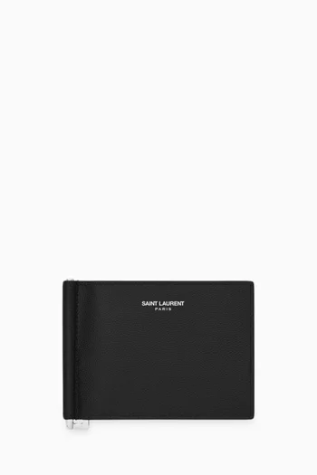 Paris Bill Clip Wallet in Grain de Poudre Leather