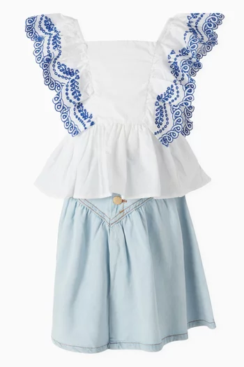 Rosamond Broderie Anglaise Top in Organic Cotton-poplin