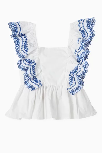 Rosamond Broderie Anglaise Top in Organic Cotton-poplin