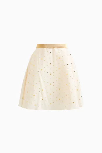 Logo Stars Skirt in Crepe