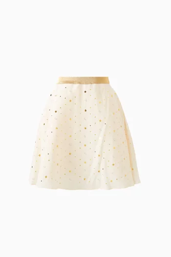 Logo Stars Skirt in Crepe