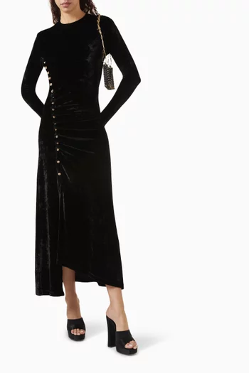 Button Dress in Velvet