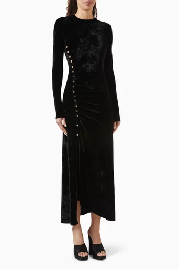 Button Dress in Velvet