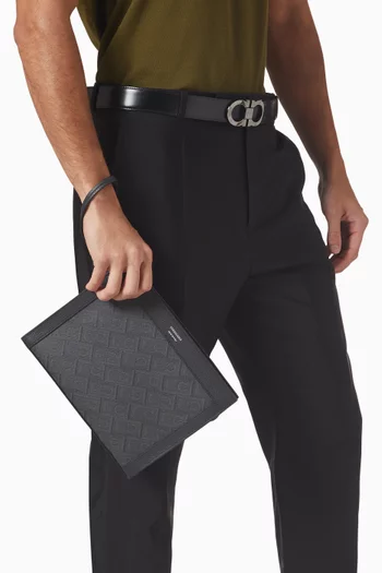 Monogrammed Pouch in Coated-canvas & Leather