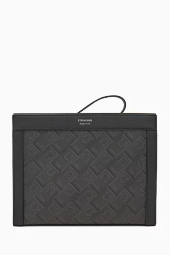 Monogrammed Pouch in Coated-canvas & Leather