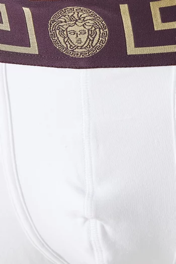 Greca Border Long Boxer Briefs in Organic Cotton