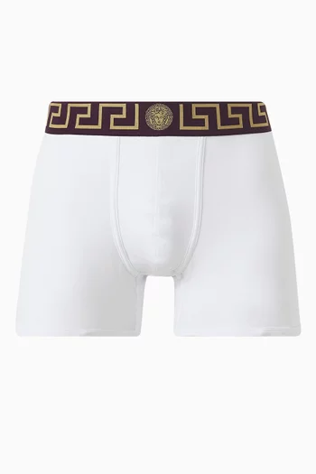 Greca Border Long Boxer Briefs in Organic Cotton