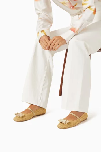 Vara Bow Ballerina Flats in Cotton-knit