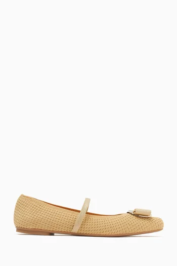 Vara Bow Ballerina Flats in Cotton-knit