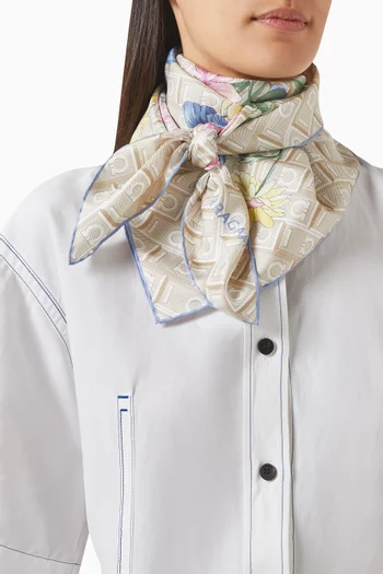 Bouquet-print Scarf in Silk