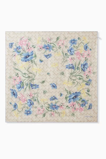 Bouquet-print Scarf in Silk