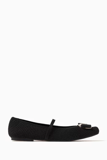 Vara Bow Ballerina Flats in Cotton-knit