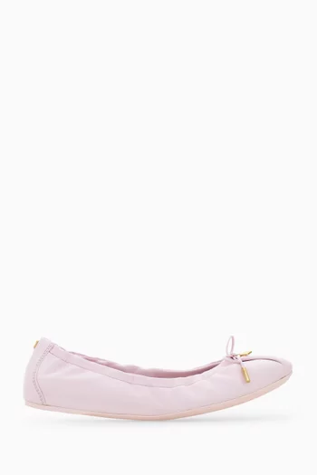 Elasticated Ballet Flats in Nappa Leather