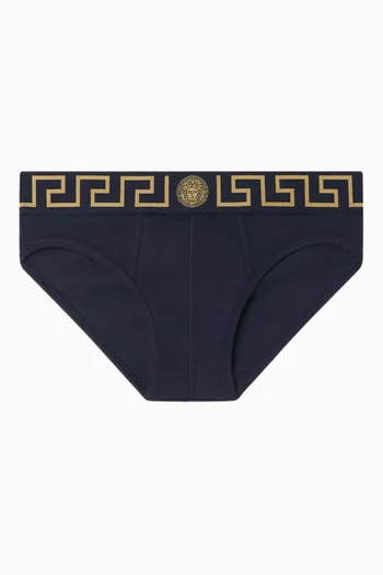 Low-rise Greca Border Briefs in Cotton