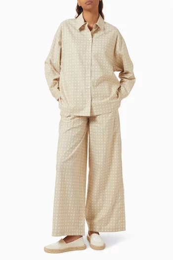 Logo Weave Pyjama Pants in Twill Cotton Viscose