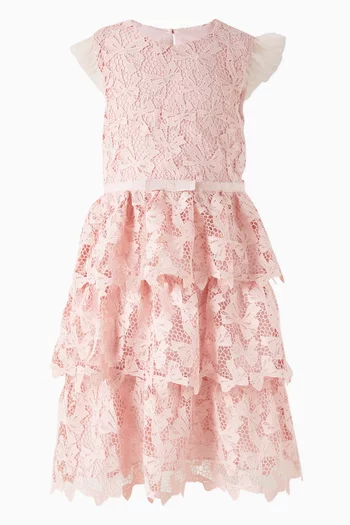Bow-lace Dress in Cotton Blend