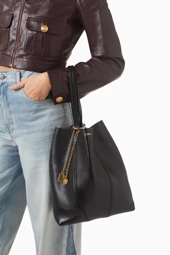 حقيبة يد سبين متوسطة جلد بارز الملمس