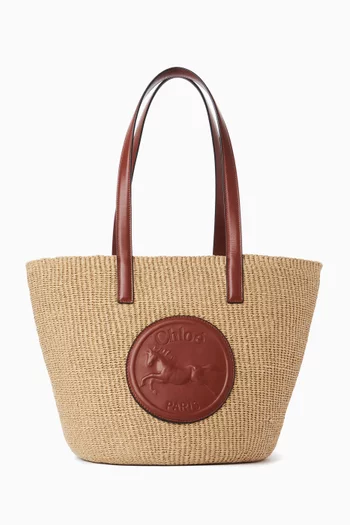 Horse Medal Tote Bag in Raffia