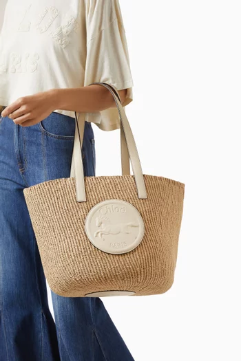 Horse Medal Tote Bag in Raffia