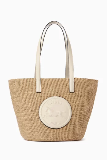 Horse Medal Tote Bag in Raffia