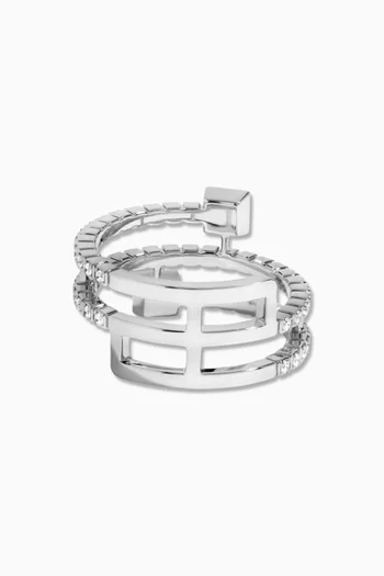 Cleo Lotus Twist Diamond & Lapis Lazuli Ring in 18kt White Gold