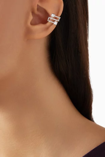 Cleo Lotus Twist Diamond & Agate Left Ear Cuff in 18kt White Gold