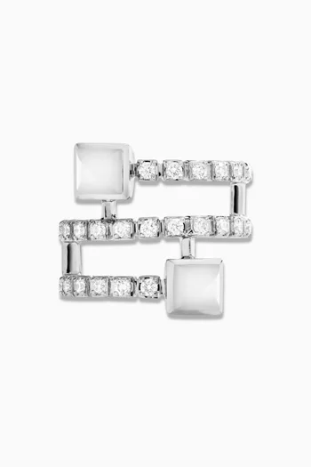 Cleo Lotus Twist Diamond & Agate Left Ear Cuff in 18kt White Gold