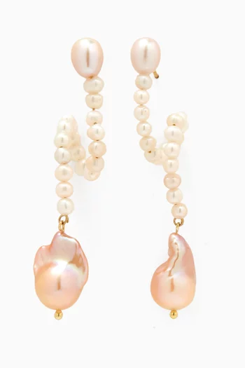 Ivy Pearl Drop Earrings in 18kt Gold-plated Silver