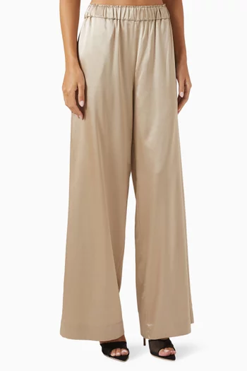 Sun Wide-leg Pants in Satin Silk