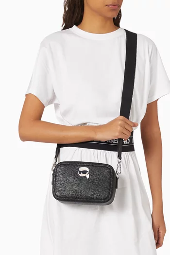 Ikon Camera Bag in Pebbled Faux Leather