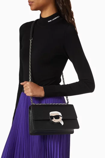 Ikon Shoulder Bag in Pebbled Faux Leather