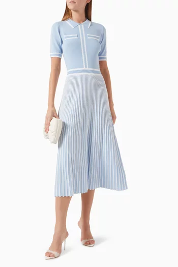 Pleated Knit Dress in Viscose Blend