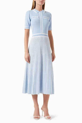 Pleated Knit Dress in Viscose Blend