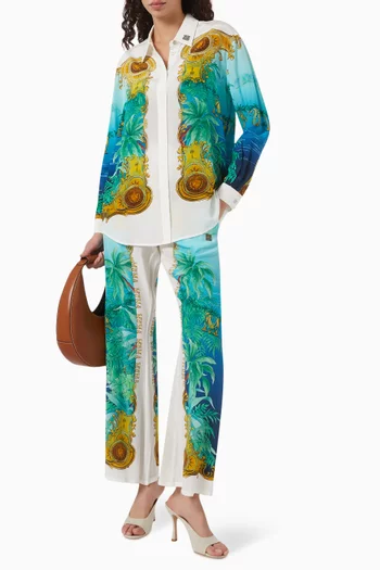 Blue Cigare Pants in Silk