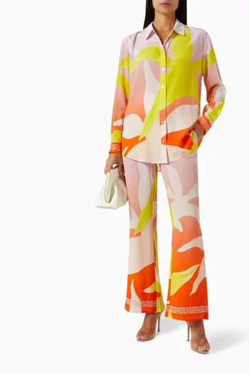 قميص دون بقصة فضفاضة ونقشة زهور حرير